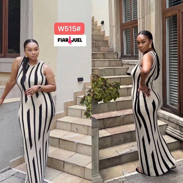 Robe longue élégante rayée