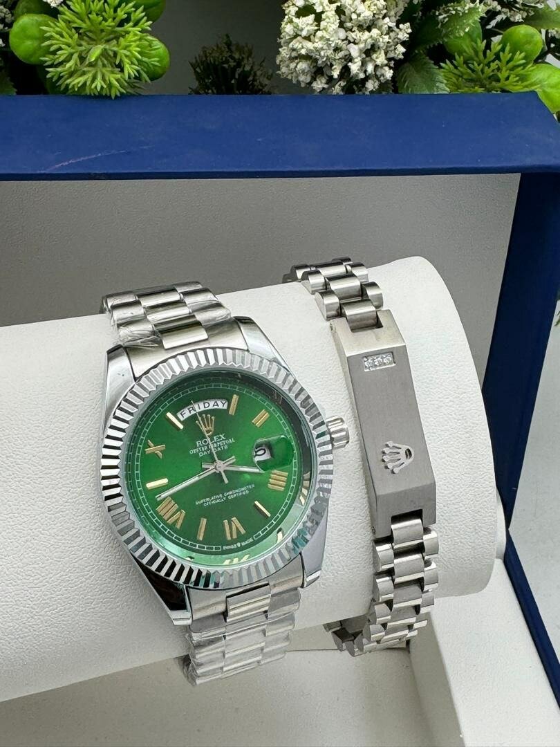 Rolex chain watch and bracelet set