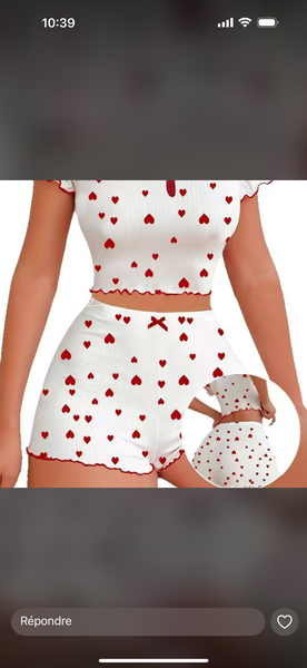 Ensemble pyjama cœur femme