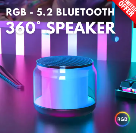 Wireless Rgb Bluetooth Speaker - Mini Portable, Rechargeable Bluetooth Speaker with High Quality Sound, High Bass & Woofer for Mobile, PC Computer & Laptop - support Memory Card, USB, FM Radio - by Unique Mall.