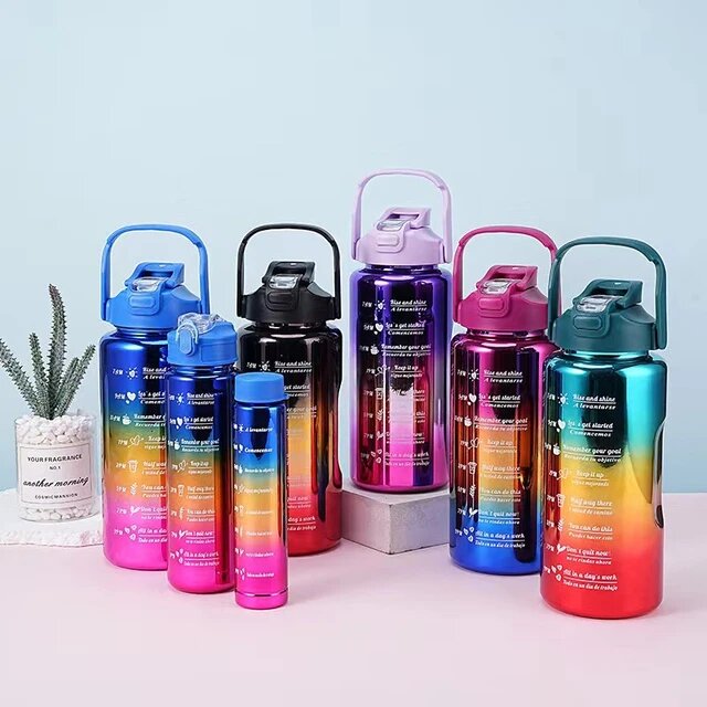 Three Piece Set of Plastic Water Bottle