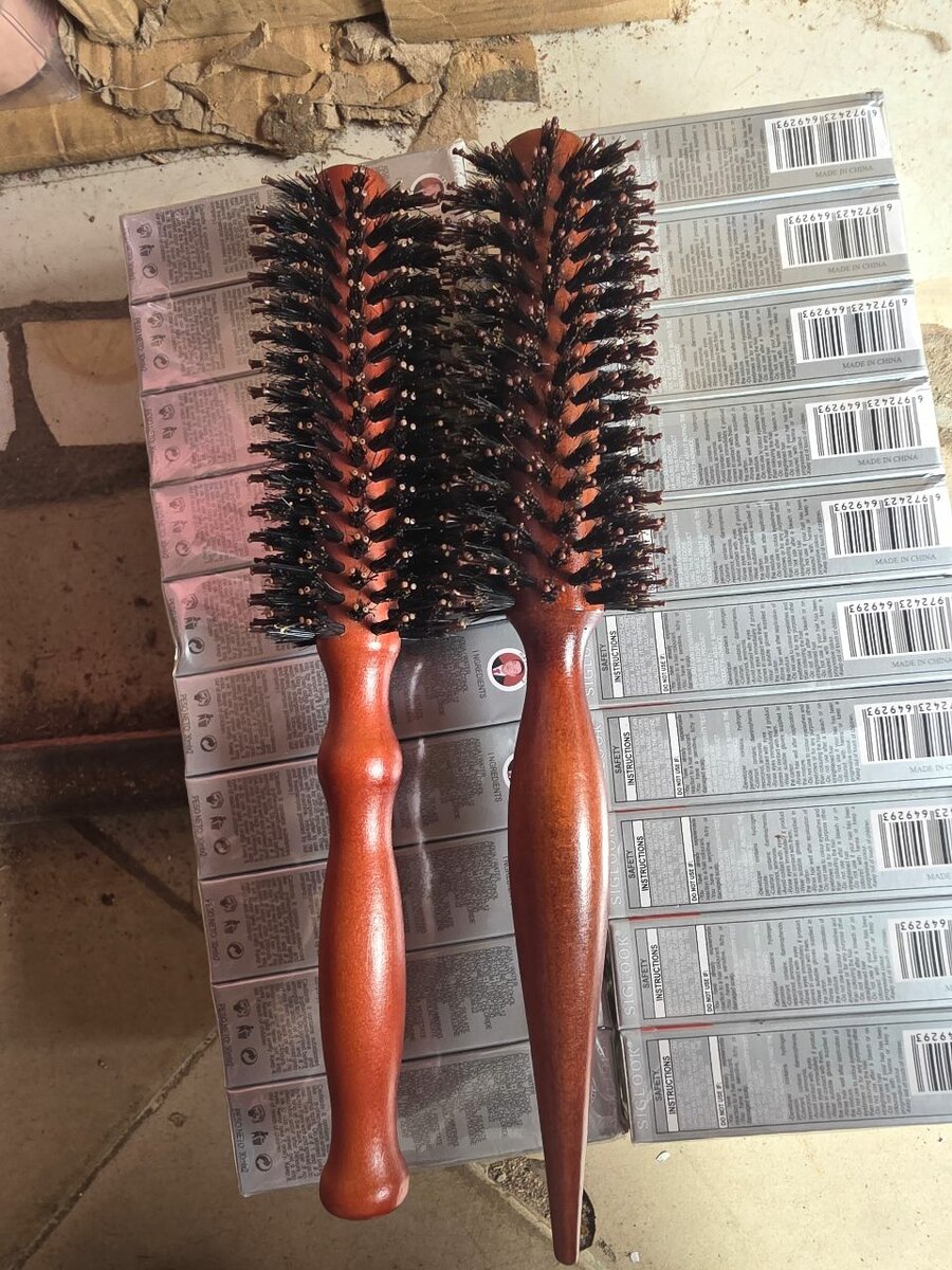 Wooden Round Hairbrush Set