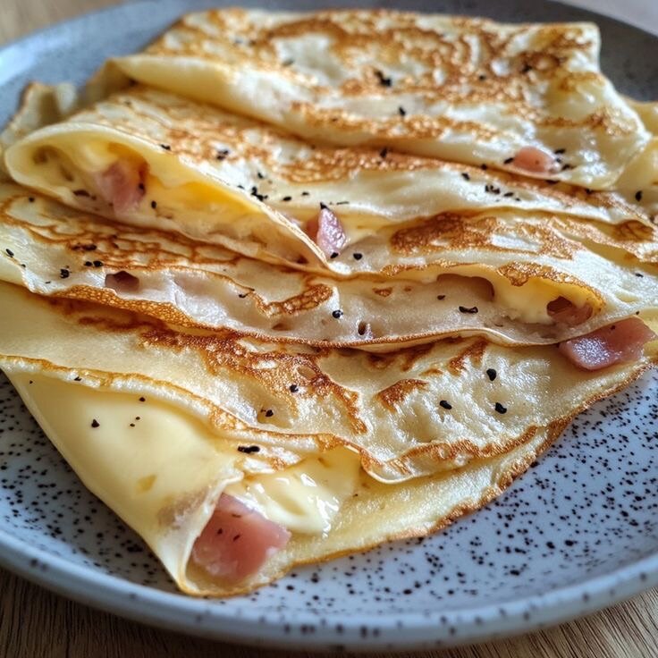 Crêpe jambon fromage délicieux
