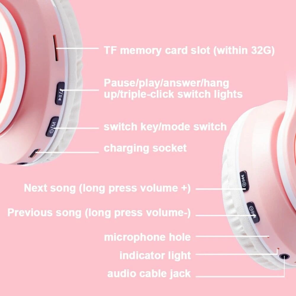 PREV  NEXT  Cute Cat Wireless Headphone RBG Cute Cat Headset
