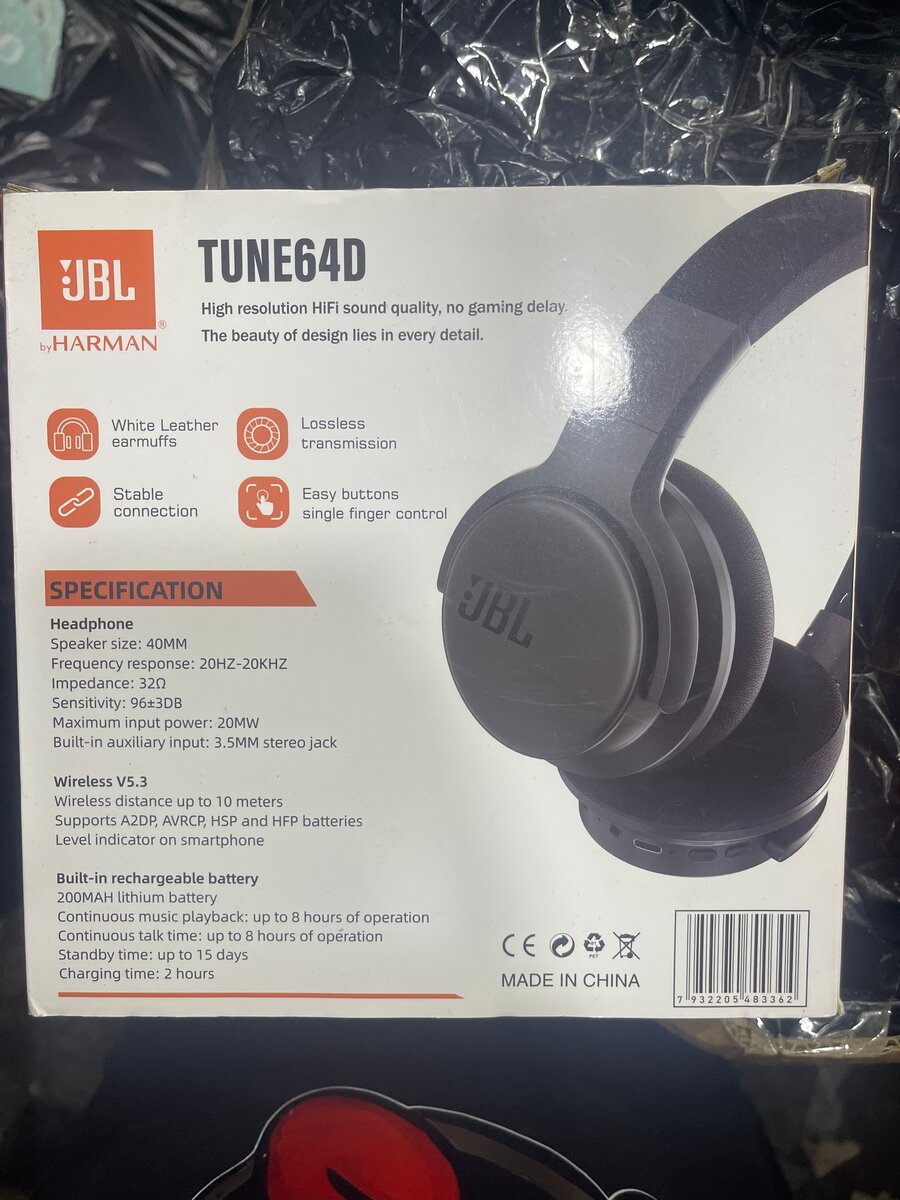 JBL Tune64D Wireless Headphones