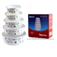 Reoona 5-Piece Kitchen Storage Bowl Set in White