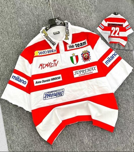 Polo rugby rouge et blanc