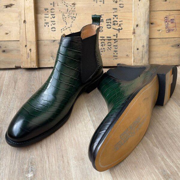 Bottines Chelsea en cuir croco