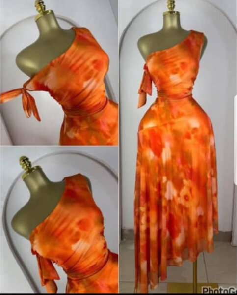 Robe longue asymétrique orange