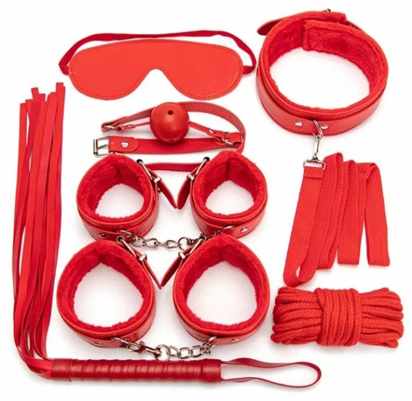 Kit BDSM en Cuir - Noir et Rouge