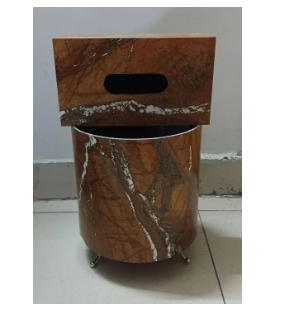 PVC Sheet Tiles Color Wooden Round Dust Bin Set