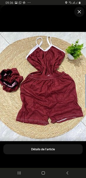 Pyjama femme en coton bordeaux