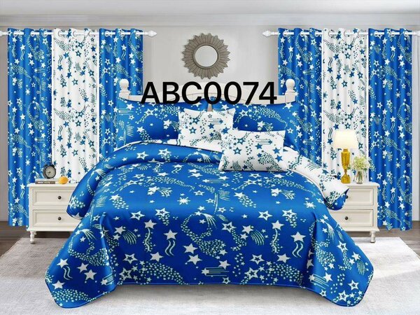 Drap de lit avec rideaux 3 places