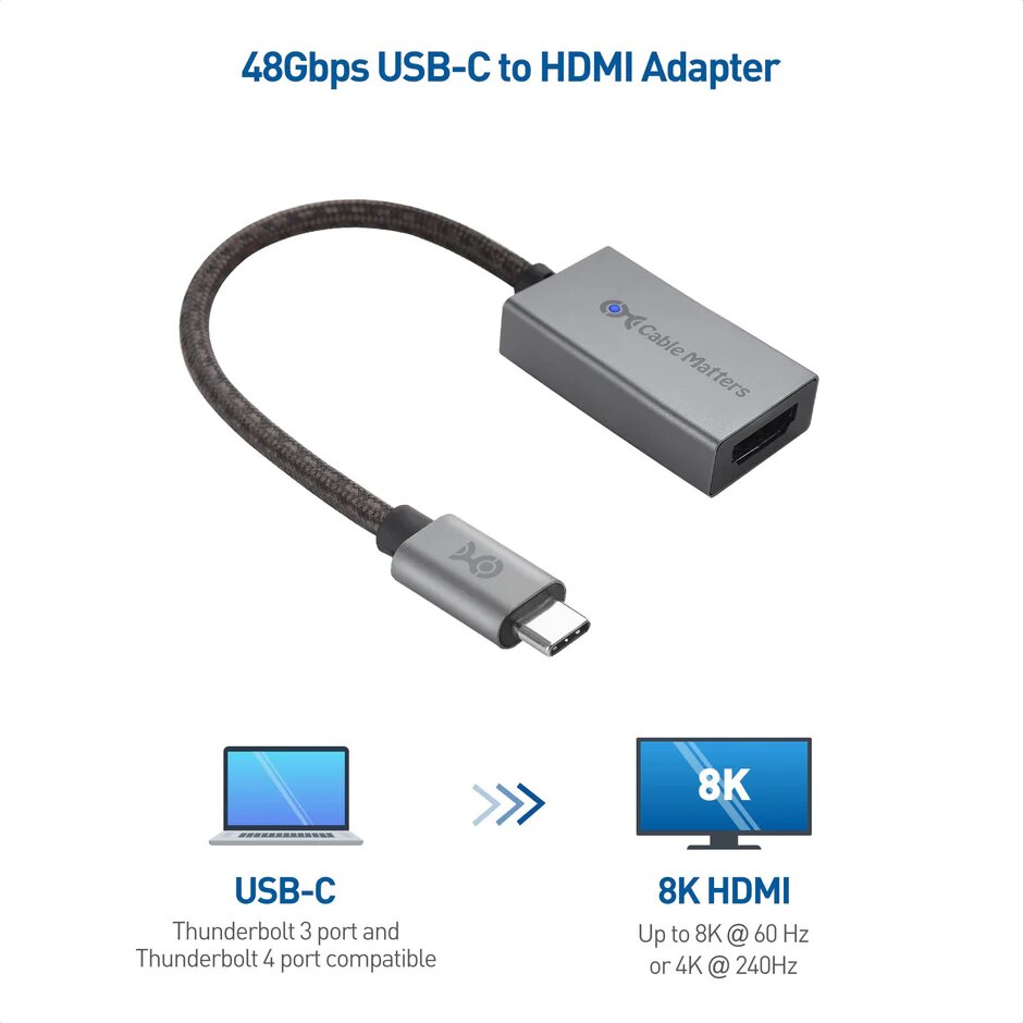 Adaptateur USB C vers HDMI 2.1 48 Gbit/s de Cable Matters
