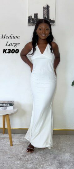 Maxi dress white, open back