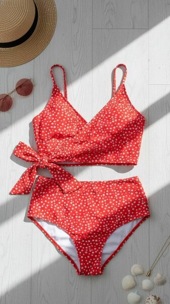 Maillot Bikini Rouge à Pois