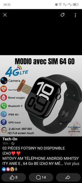 Montre Connectée 4G SIM 64 Go