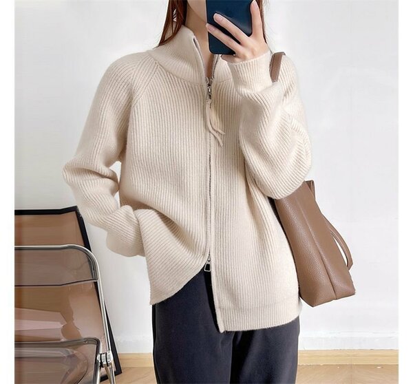 Свитер кардиган с горлом