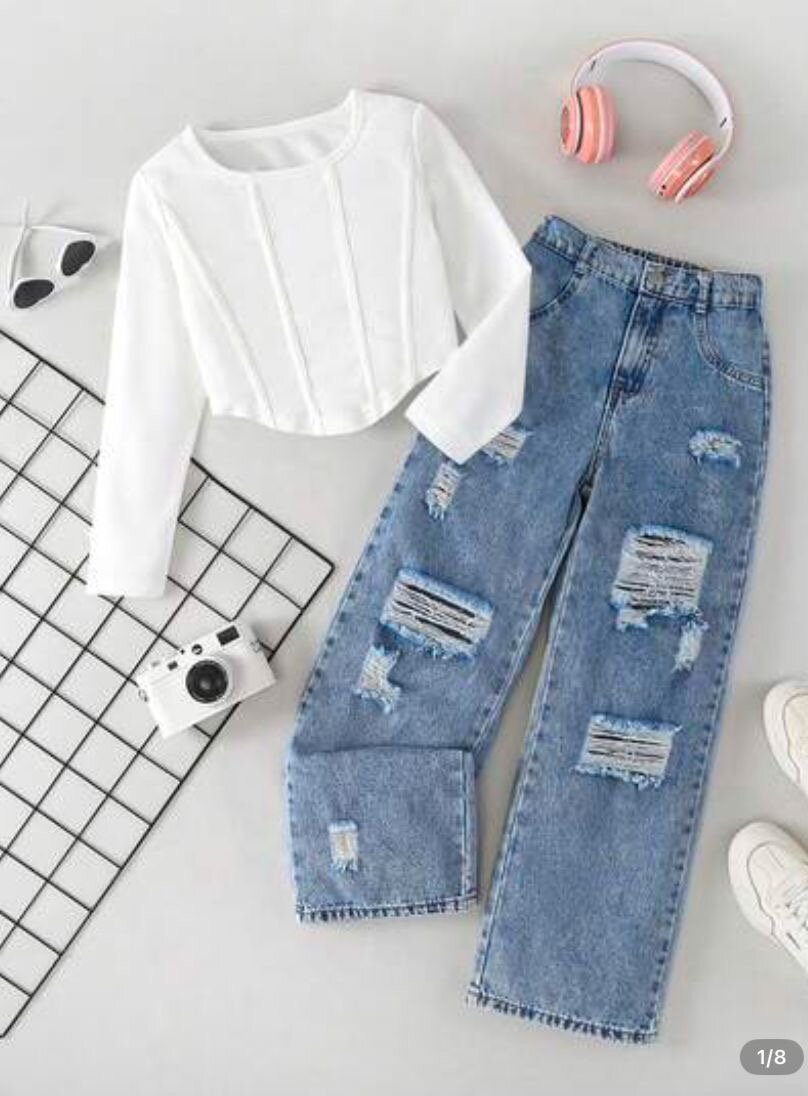 Jeans déchirés stylés pour filles