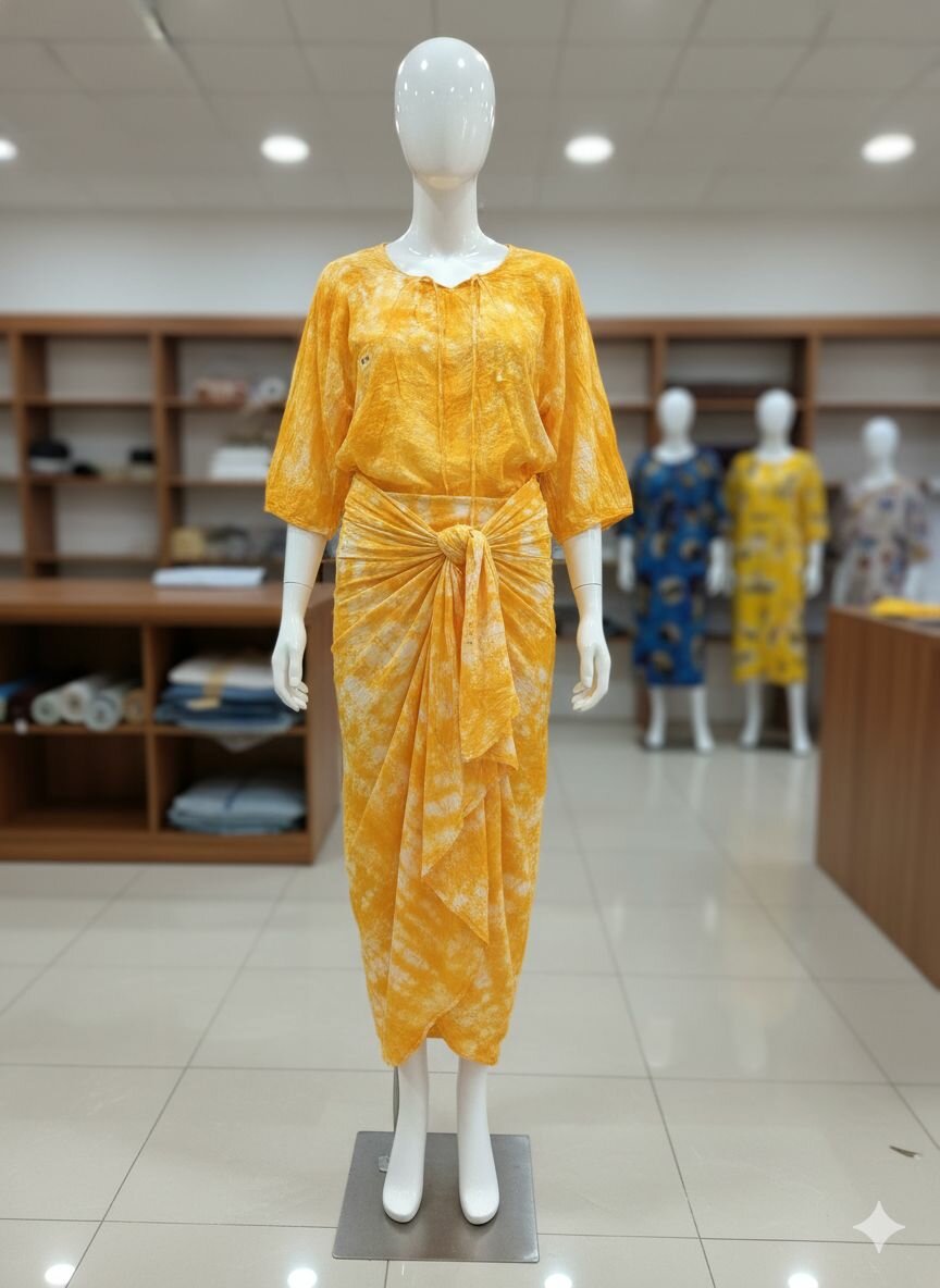 Ensemble pagne et haut batik