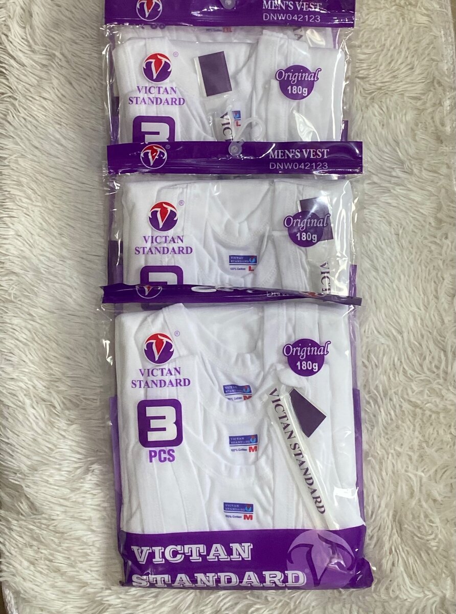 3 Packs of Victan Standard Singlet/Vest - 9 Pieces