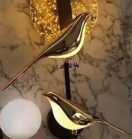 Applique murale oiseaux dorés