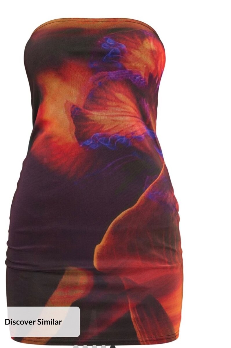 Multi abstract print mesh dress