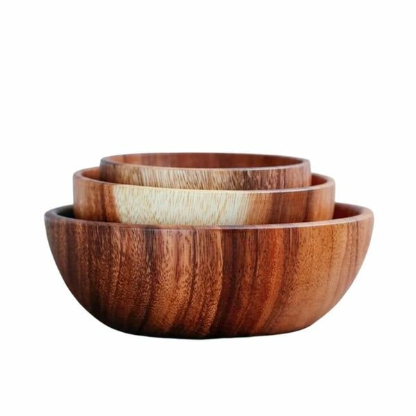 Wooden bowl set,3 pc nesting bowls