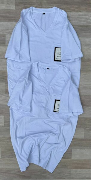 T-shirt col en V blanc unisexe