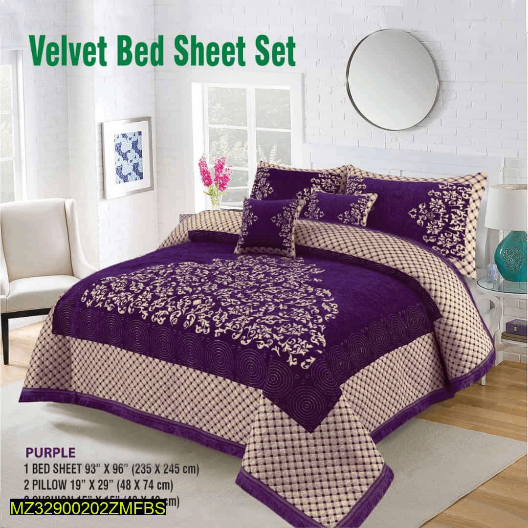 5pc Velvet Double Bedspreads
