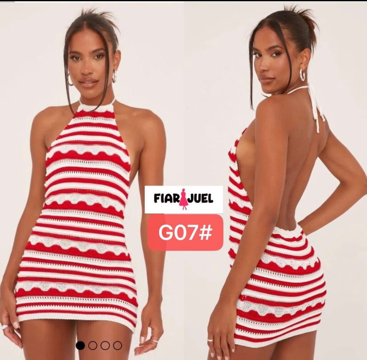 Robe dos nu rayée pour femme