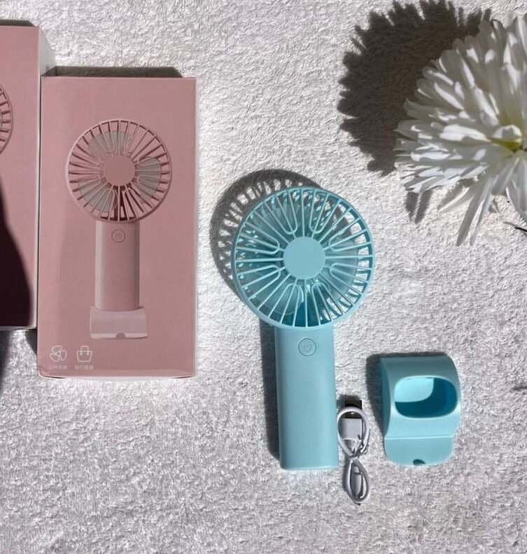 Baby blue rechargeable fan
