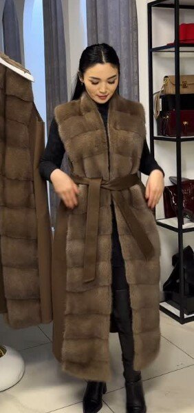 Жилет двухсторонний норковый, макси