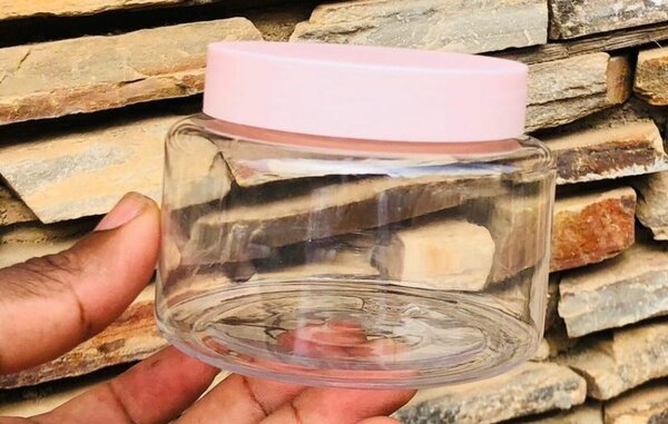 Pot en verre avec couvercle rose