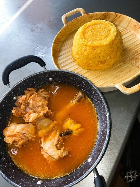 Soupe de lapin avec attiéké