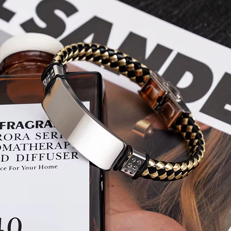 Bracelet cuir et acier inoxy