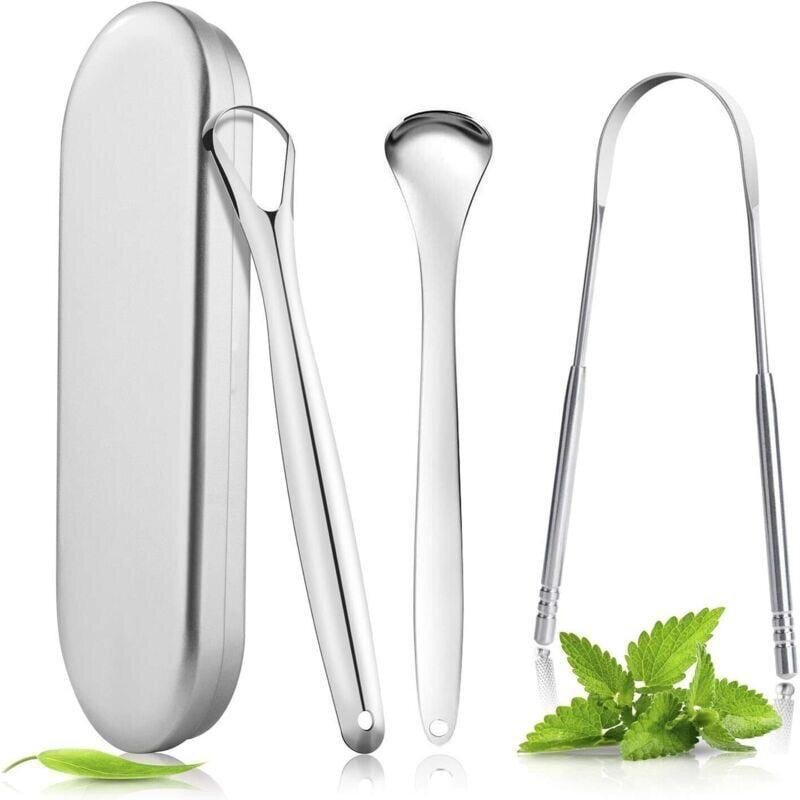 Ensemble gratte-langue en acier inoxydable