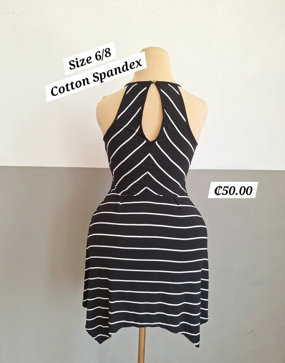 White stripes black dress