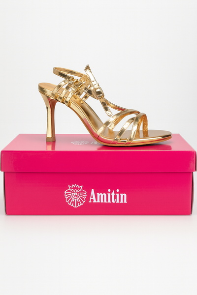 Sandales dorées à talons