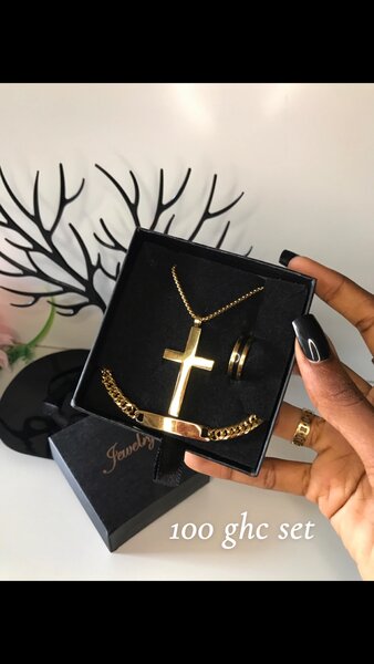 Gold men jewelry set