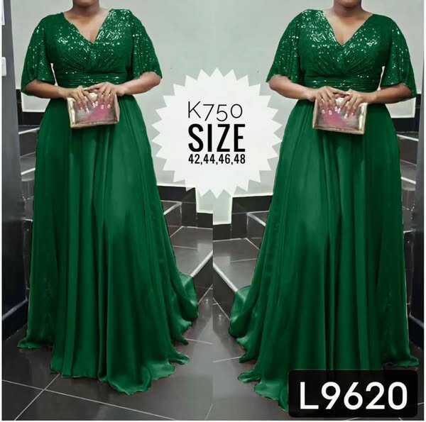 Women's long evening dress in  green