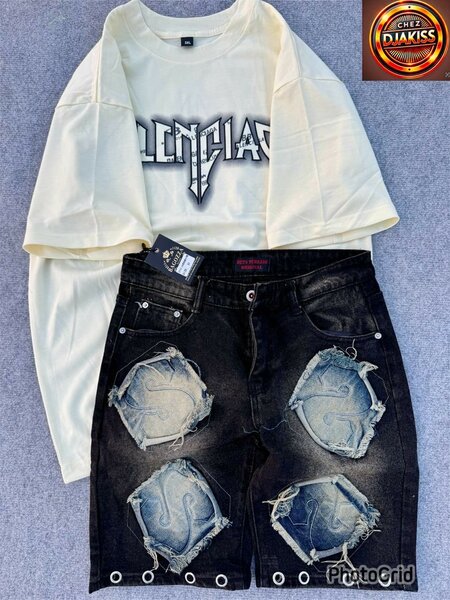 T-shirt et Short Denim Déchiré