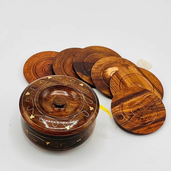 Brass Coaster, Wooden Tea Mat.