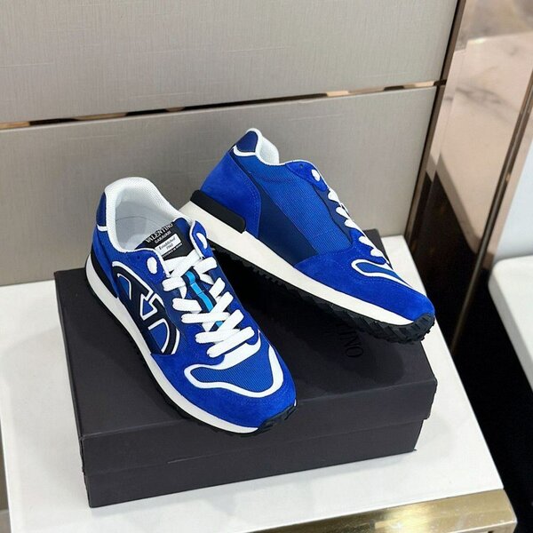 Baskets en cuir bleu homme