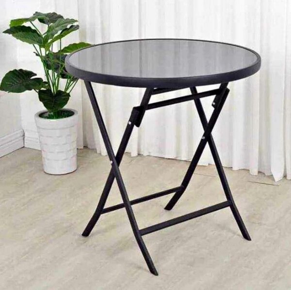 Table vitrée, en acier