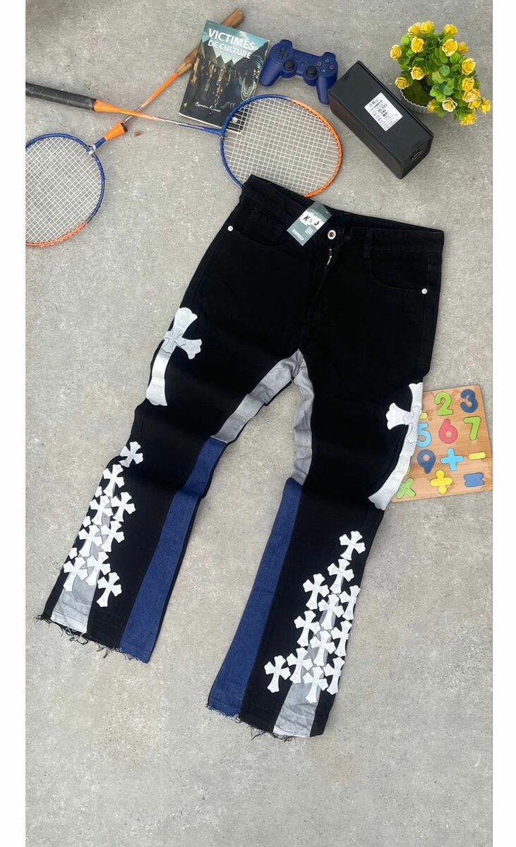 Jeans patchwork fleuri