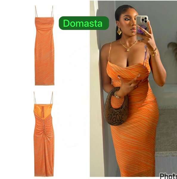 Robe moulante rayée orange