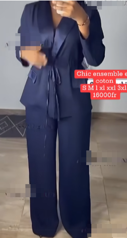 tailleur-pantalon avec veste-bleu