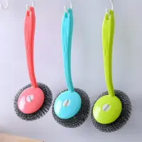 STAINLESS STEEL LONG HANDLE WIRE BALL BURESH KITCHAN CLEANING PAN KITCHAN ETC