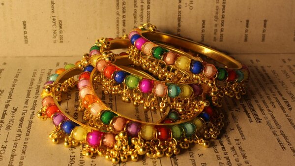 Antique Handmade Multi Color Pearls Design Bangles
